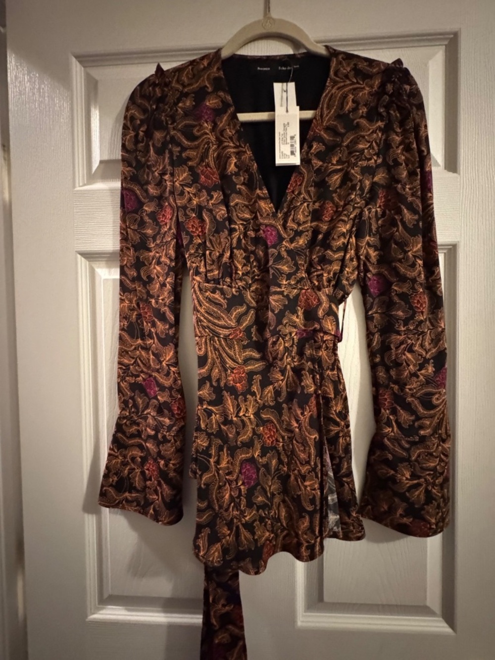NWT Proenza Schouler Wrap Top Size 10 Paisley Floral Silk Lining $995 Retail